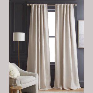 Quince Heavyweight European Linen Room Darkening Curtain Sand 48x96 New NWOT